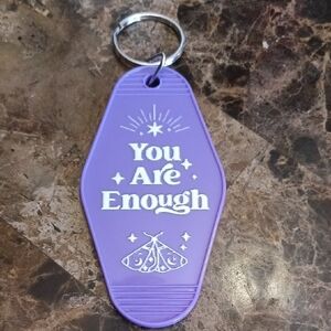 Purple 'You Are Enough' Inspirational Motel Key Tag